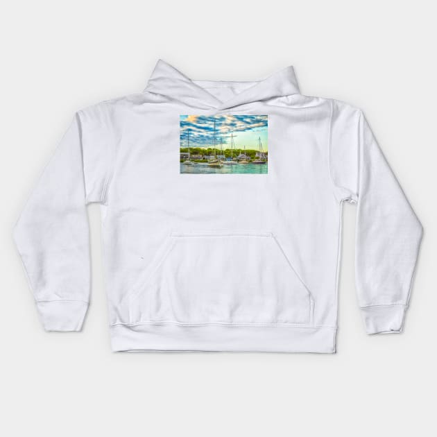 Falmouth Harbor Cape Cod Kids Hoodie by Gestalt Imagery